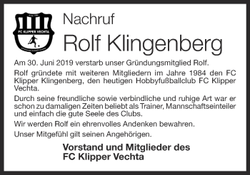 Anzeige von Rolf Klingenberg von OM-Medien
