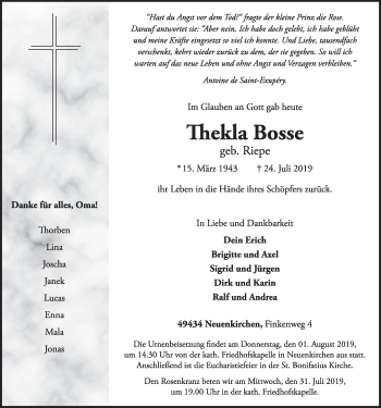 Anzeige von Thekla Bosse von OM-Medien