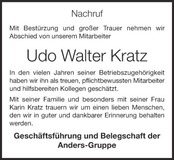 Anzeige von Udo Walter Kratz von OM-Medien
