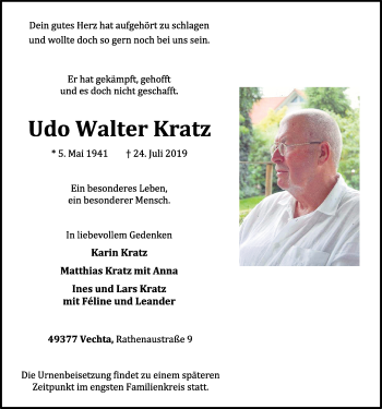 Anzeige von Udo Walter Kratz von OM-Medien