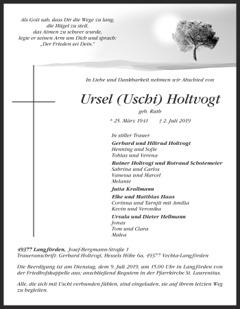 Anzeige von Ursel Holtvogt von OM-Medien