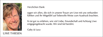 Anzeige von Uwe Thiesen von OM-Medien