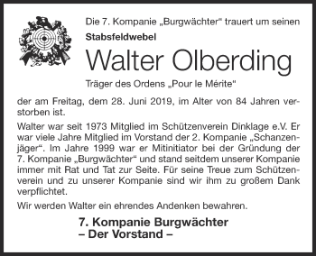 Anzeige von Walter Olberding von OM-Medien