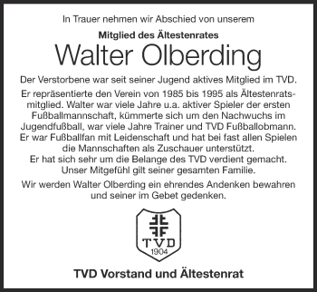 Anzeige von Walter Olberding von OM-Medien