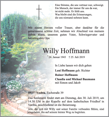 Anzeige von Willy Hoffmann von OM-Medien