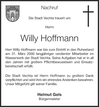 Anzeige von Willy Hoffmann von OM-Medien