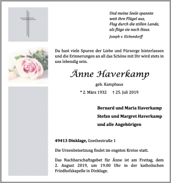 Anzeige von Änne Haverkamp von OM-Medien