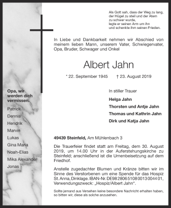 Anzeige von Albert Jahn von OM-Medien