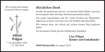 Anzeige von Alfred Wilgen von OM-Medien