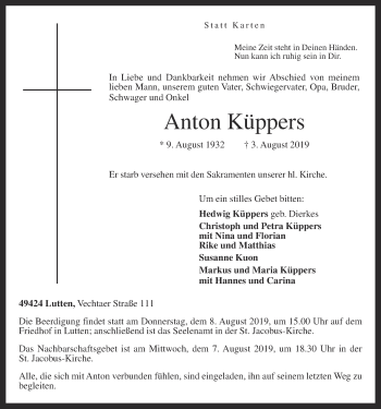 Anzeige von Anton Küppers von OM-Medien