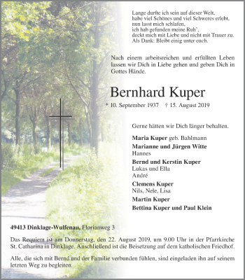 Anzeige von Bernhard Kuper von OM-Medien