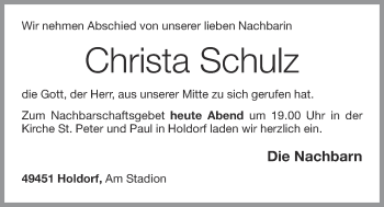 Anzeige von Christa Schulz von OM-Medien