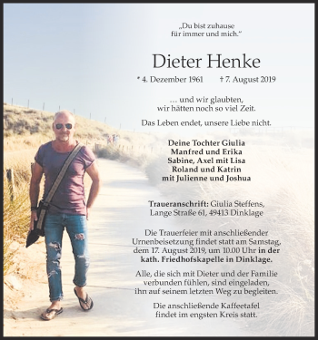 Anzeige von Dieter Henke von OM-Medien