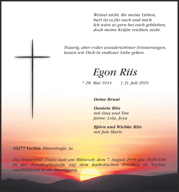 Anzeige von Egon Riis von OM-Medien