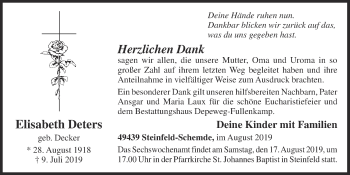 Anzeige von Elisabeth Deters von OM-Medien
