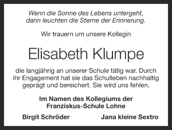 Anzeige von Elisabeth Klumpe von OM-Medien