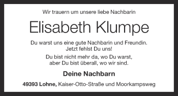 Anzeige von Elisabeth Klumpe von OM-Medien