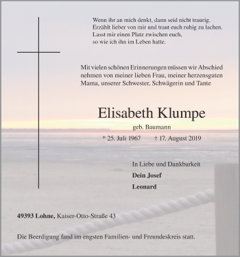Anzeige von Elisabeth Klumpe von OM-Medien