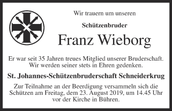 Anzeige von Franz Wieborg von OM-Medien
