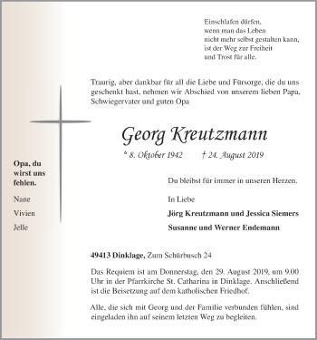 Anzeige von Georg Kreutzmann von OM-Medien