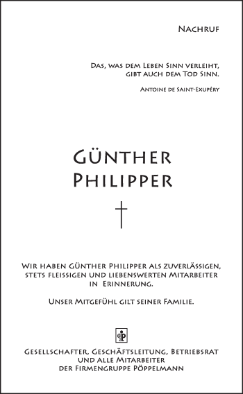 Anzeige von Günther Philipper von OM-Medien