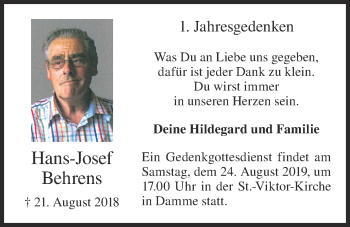 Anzeige von Hans-Josef Behrens von OM-Medien