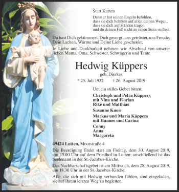 Anzeige von Hedwig Küppers von OM-Medien