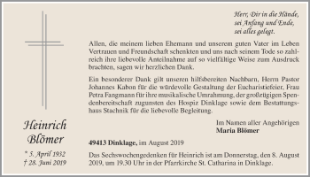 Anzeige von Heinrich Blömer von OM-Medien