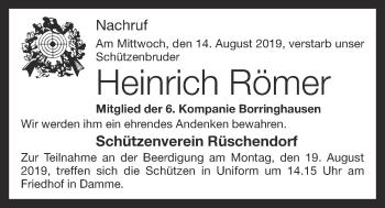 Anzeige von Heinrich Römer von OM-Medien