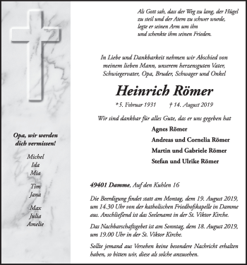 Anzeige von Heinrich Römer von OM-Medien