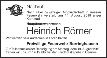 Anzeige von Heinrich Römer von OM-Medien