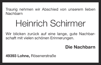 Anzeige von Heinrich Schirmer von OM-Medien