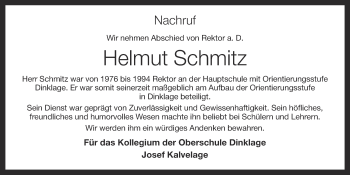Anzeige von Helmut Schmitz von OM-Medien