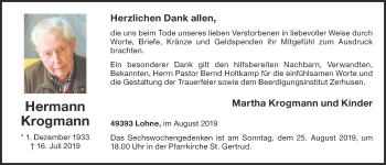Anzeige von Hermann Krogmann von OM-Medien