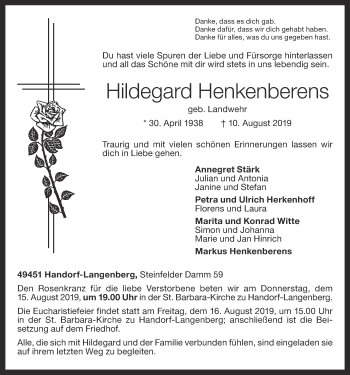 Anzeige von Hildegard Henkenberens von OM-Medien