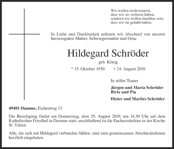 Anzeige von Hildegard Schröder von OM-Medien