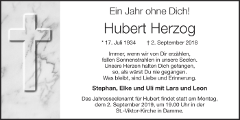 Anzeige von Hubert Herzog von OM-Medien