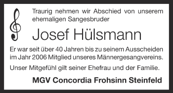 Anzeige von Josef Hülsmann von OM-Medien