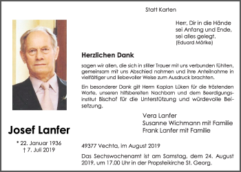 Anzeige von Josef Lanfer von OM-Medien