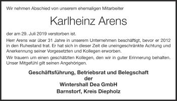 Anzeige von Karlheinz Arens von OM-Medien