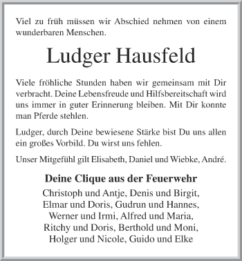 Anzeige von Ludger Hausfeld von OM-Medien