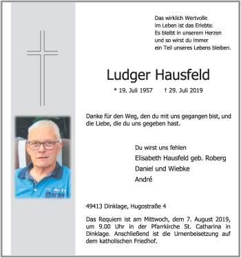 Anzeige von Ludger Hausfeld von OM-Medien