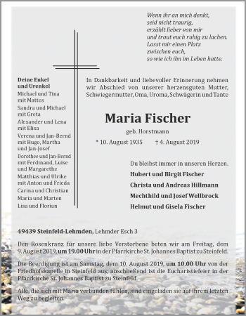 Anzeige von Maria Fischer von OM-Medien