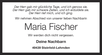 Anzeige von Maria Fischer von OM-Medien
