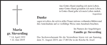 Anzeige von Maria gr. Sieverding  von OM-Medien