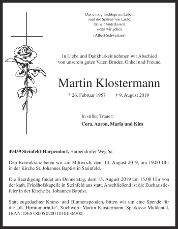 Anzeige von Martin Klostermann von OM-Medien