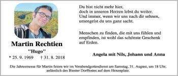 Anzeige von Martin Rechtien von OM-Medien