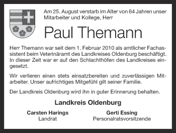 Anzeige von Paul Themann von OM-Medien
