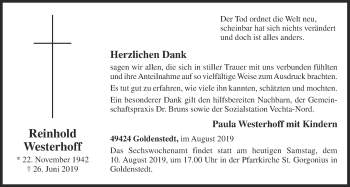 Anzeige von Reinhold Westerhoff von OM-Medien