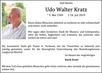 Anzeige von Udo Walter Kratz von OM-Medien